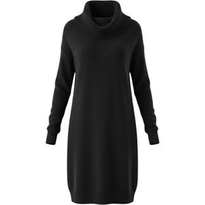 BCBGMAXAZRIA Womens Black Cowl Neck Long Sleeve‎ Knit Sweater Dress Medium